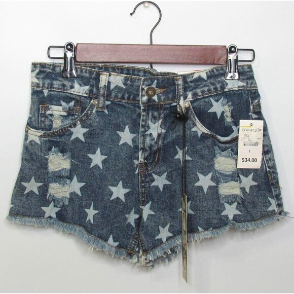Freestyle Revolution Denim Cutoffs Distressed Star - Picture 1 of 12